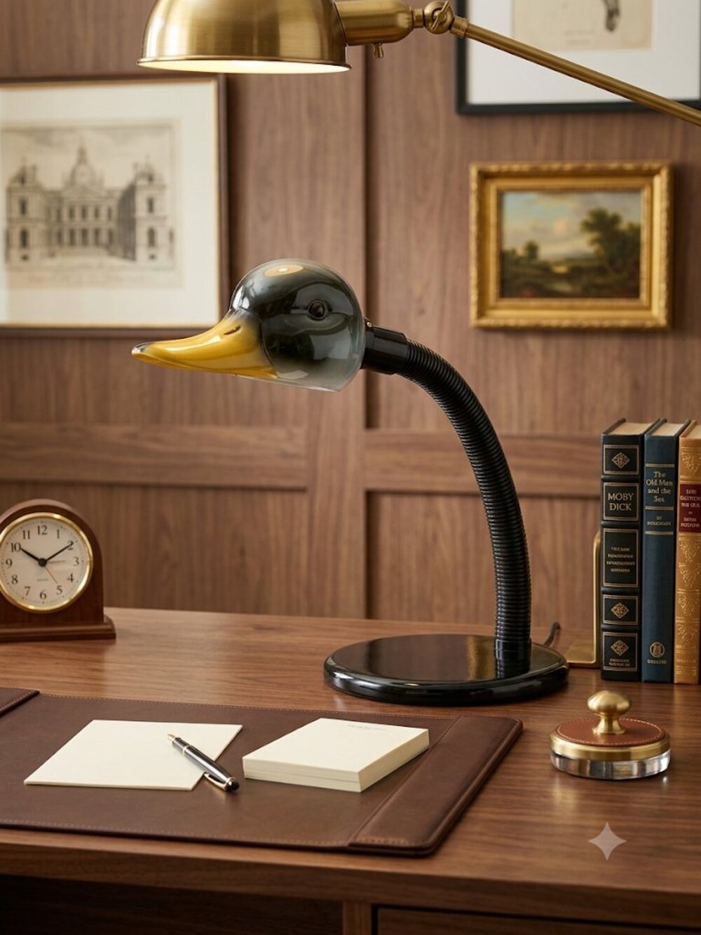 Vintage Mallard Duck Head Gooseneck Ceramic Desk Lamp *****FLAW READ*****